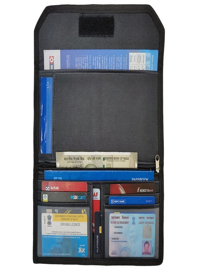 BRYGGER Unisex Design Cheque Book or Card Holder or Travel Organizer or Vehicle Documents Holder with Multi 10 Pockets for Multipurpose Use (Mat Black) - Image 2